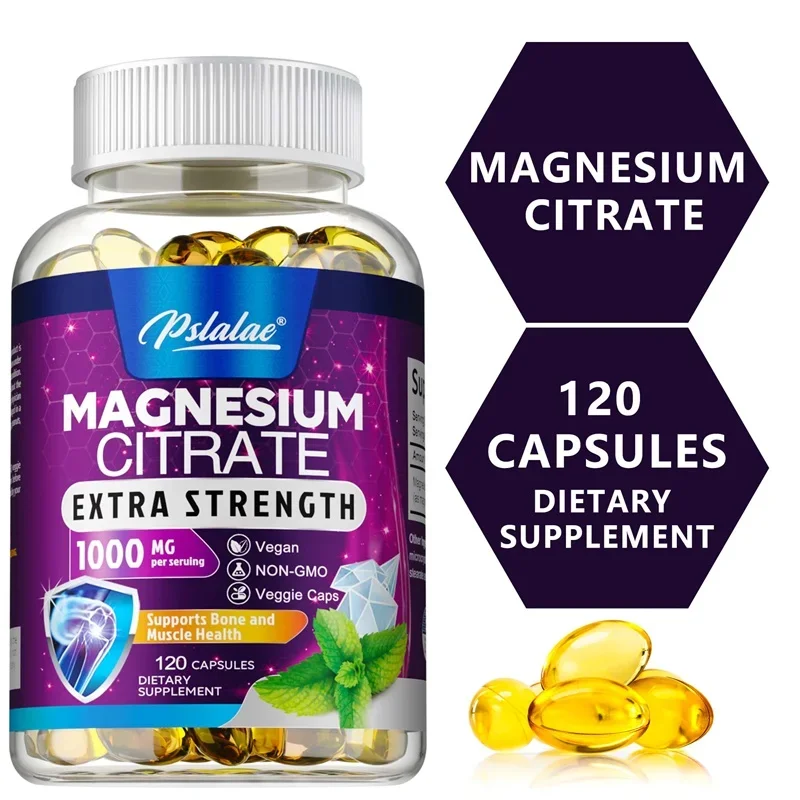 Magnesium Citrate Capsules - Supports Bone and Heart Health, Efficient Absorption, Soothes Nerves, Promotes Digestive Health