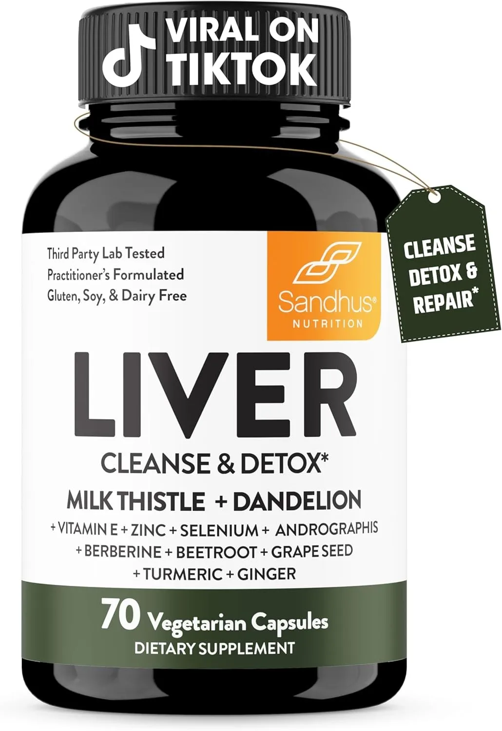 Liver Cleanse Detox & Repair Support, Herbal Supplement for Liver Health, Naturally Energy