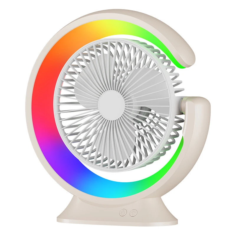 Portable fan with rotating lights for home, dormitory, and office useUSBNight light electric fan cross-border high-power circula