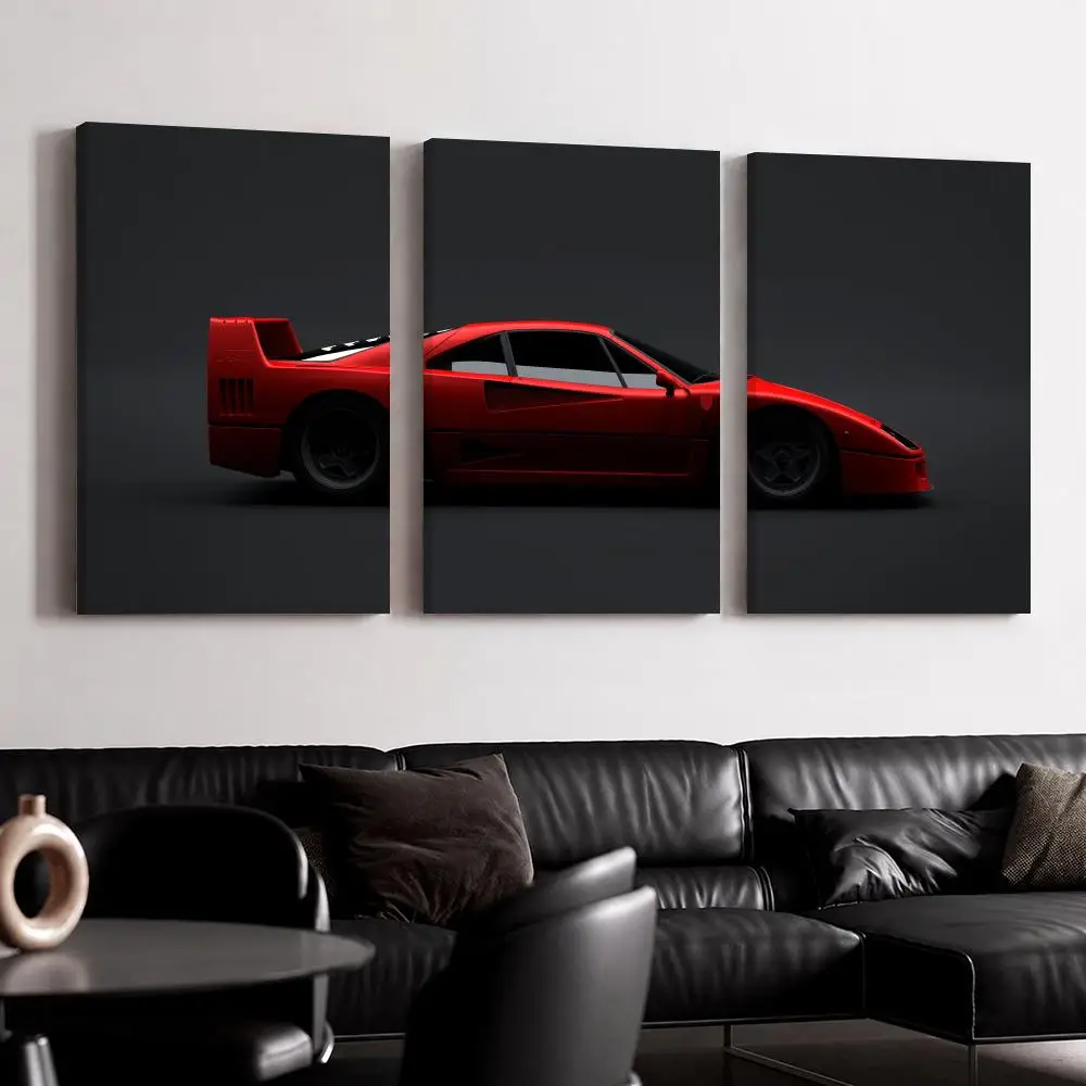 Classic Sports Car Design F40 Framed Wall Painting Ready to Hang Canvas Wall Art Poster for Bedroom Living Room Home Decor Gift