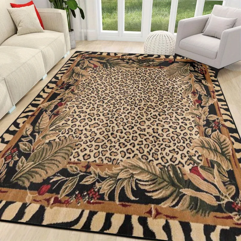 Moynesa Tiger Bohemian Rug for Living Room Retro Tiger Print Carpet Leopard Carpets Dining Room Indoor Doormat Kitchen Area Rug
