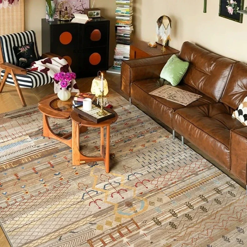 French Style Rugs for Bedroom Large Area Living Room Decoration Retro Carpet Thick Plush Study Floor Mat Fluffy Soft Bedside Rug