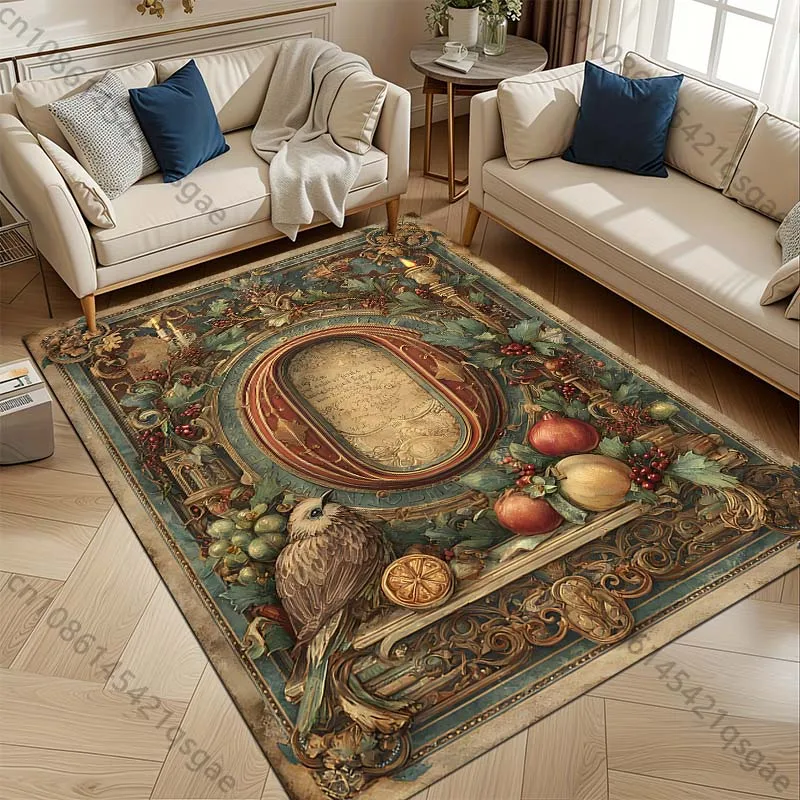 Retro European Palace Style Letters O-Z Pattern Carpet Living Room Bedroom Bedside Bathroom Floor Mat Sofa Area Rug Luxury Gift
