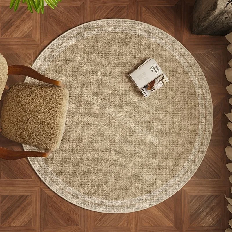 Medieval Retro Round Flax Linen Rug High Grade Wear Resistant Full Coverage Absorbent Non Slip Washless Coffee Table Floor Mat