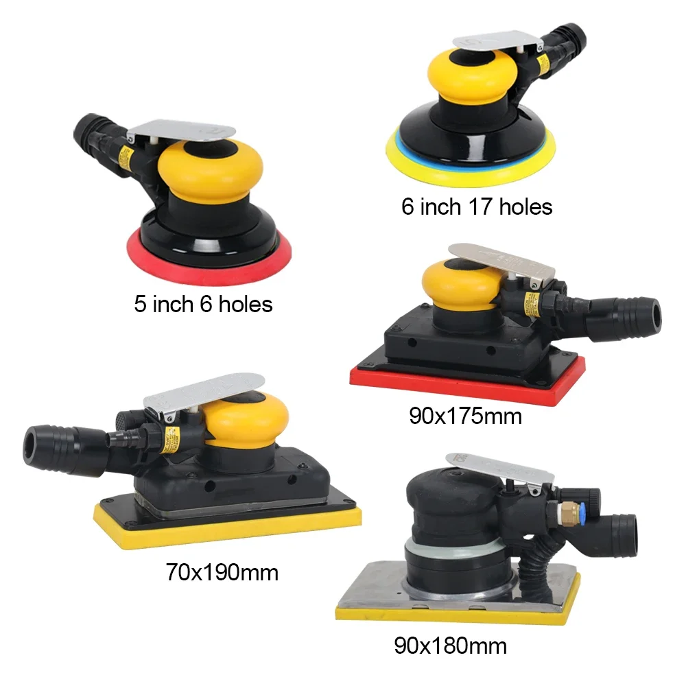 70x198mm Pneumatic Random Orbital Sander Hook Loop Attachment Central Vacuum Dust Collection Variable Speed For Auto Body