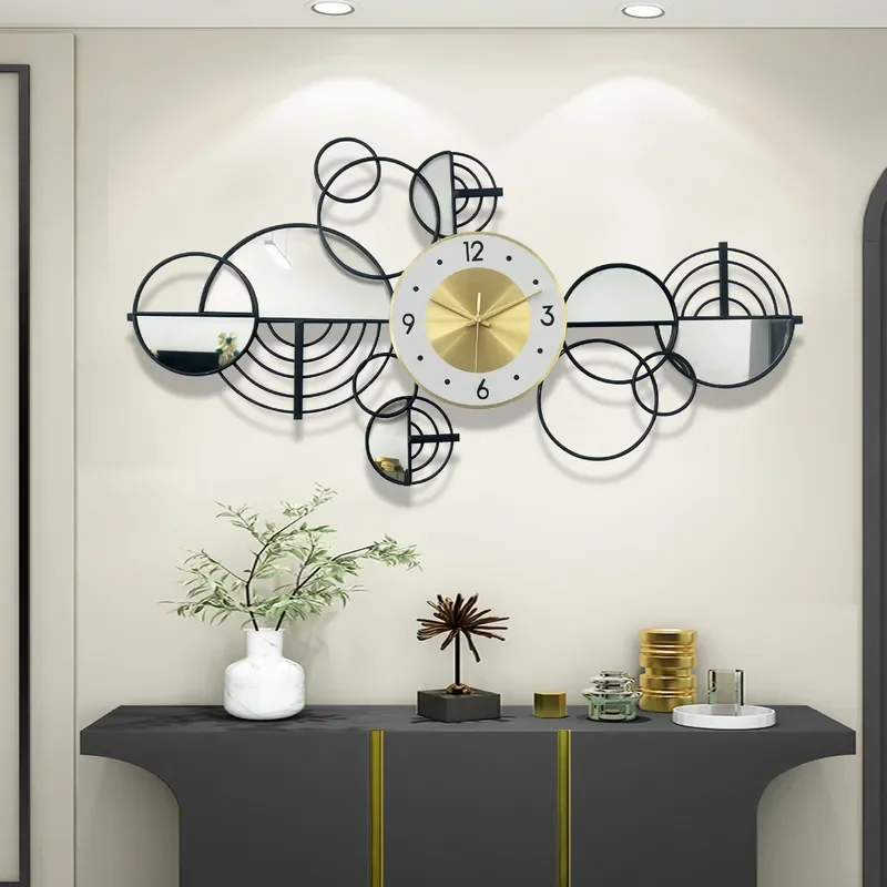 Simple Wrought Iron Wall Clock Living Room Sofa Background Decoration Restaurant Wall Art Home Decor Cross Border Hot Sale