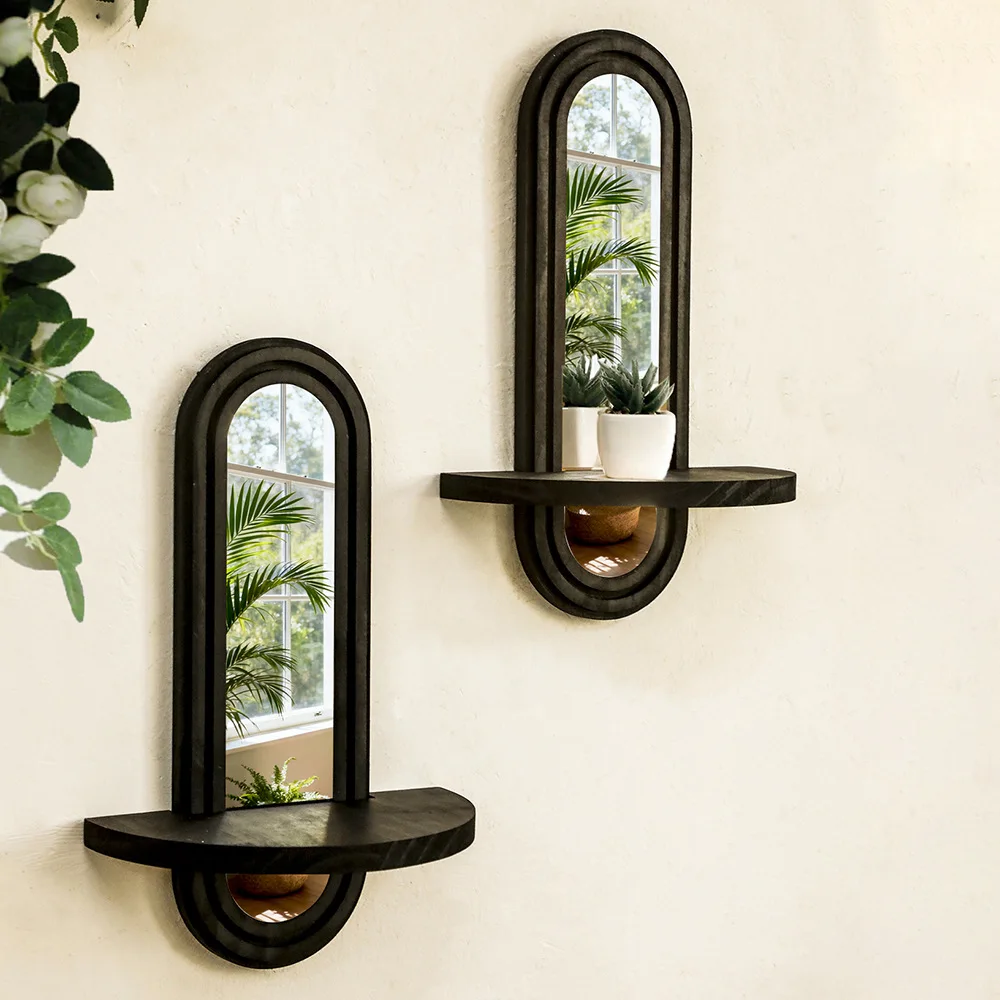 Cross-border new products, black threaded acrylic lenses, wooden walls, flower pot shelves, handicrafts, home decoration