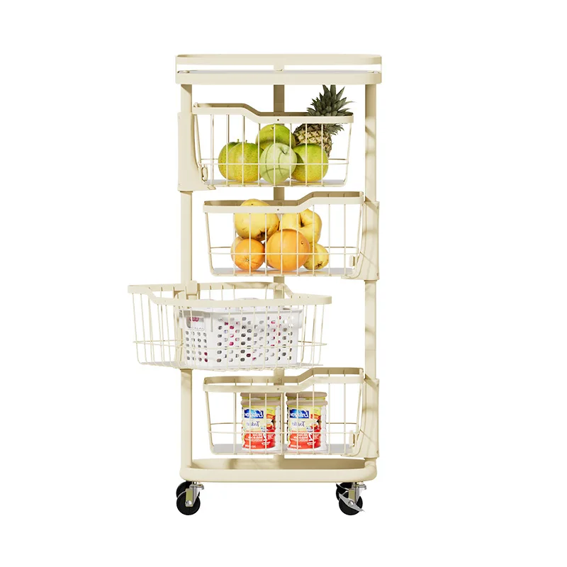 Cross-border multi-layer kitchen, living room, home cart, rotating storage basket, multi-functional fruit and vegetable sundries