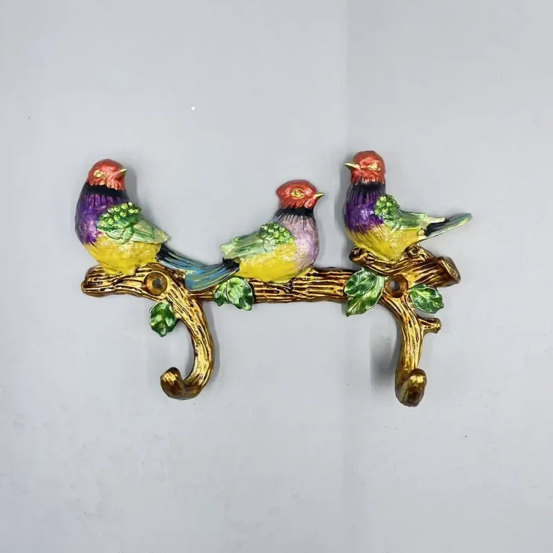 Creative Bird Zinc Alloy Wall Hook European Enamel Color Retro Clothes Hanger for Porch Wardrobe Home Decor Cross Border