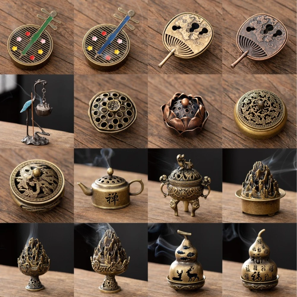 Chinese-style Vintage Aromatherapy Ornament Alloy Hollow Censer Yoga Meditation Home Office Desktop Decoration Gift
