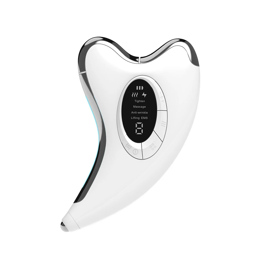 Electric Gua Sha Massager Microcurrent Face Lift Device Red & Blue Light Heating Beauty Skin Lifting Facial Body Massager