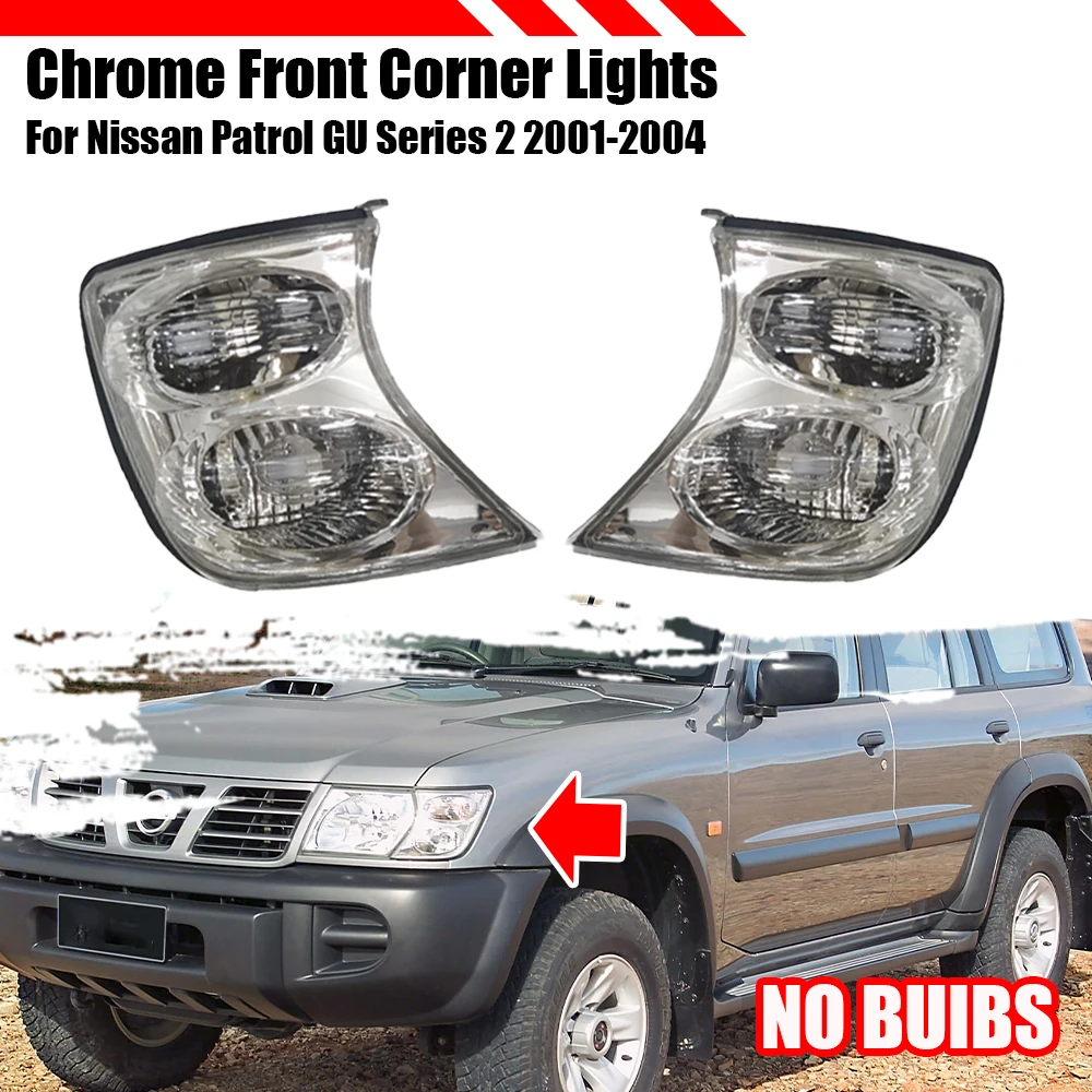 1 Pair Front Bumper Corner Brake Light Turn Signal Lamp Clear Lens no Bulbs Left & Right For Nissan Patrol GU Series 2 2001-2004