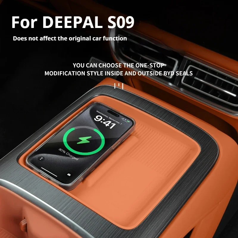 For Changan DEEPAL S09 Car Central Control Wireless Charging Silicone Pad Dustproof Anti-slip Mat Charging Accessories