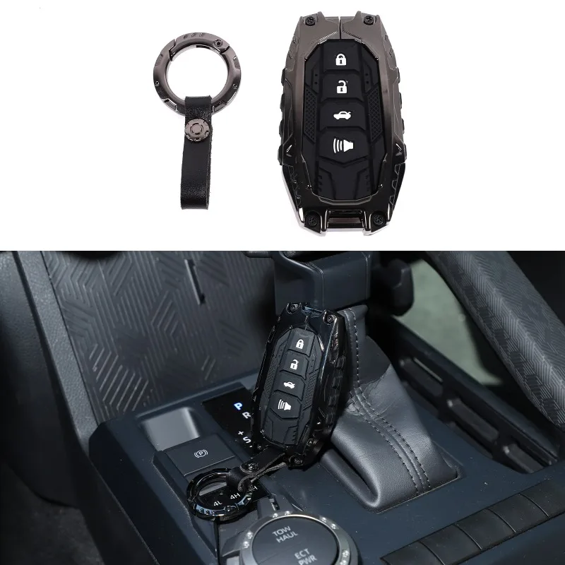 ZincAlloy Key Case Round Buckle Key Pouch Mecha Style Key Fob Cover Car Supplies For Toyota Tacoma 2024-2026 Toyota Tundra 2022+