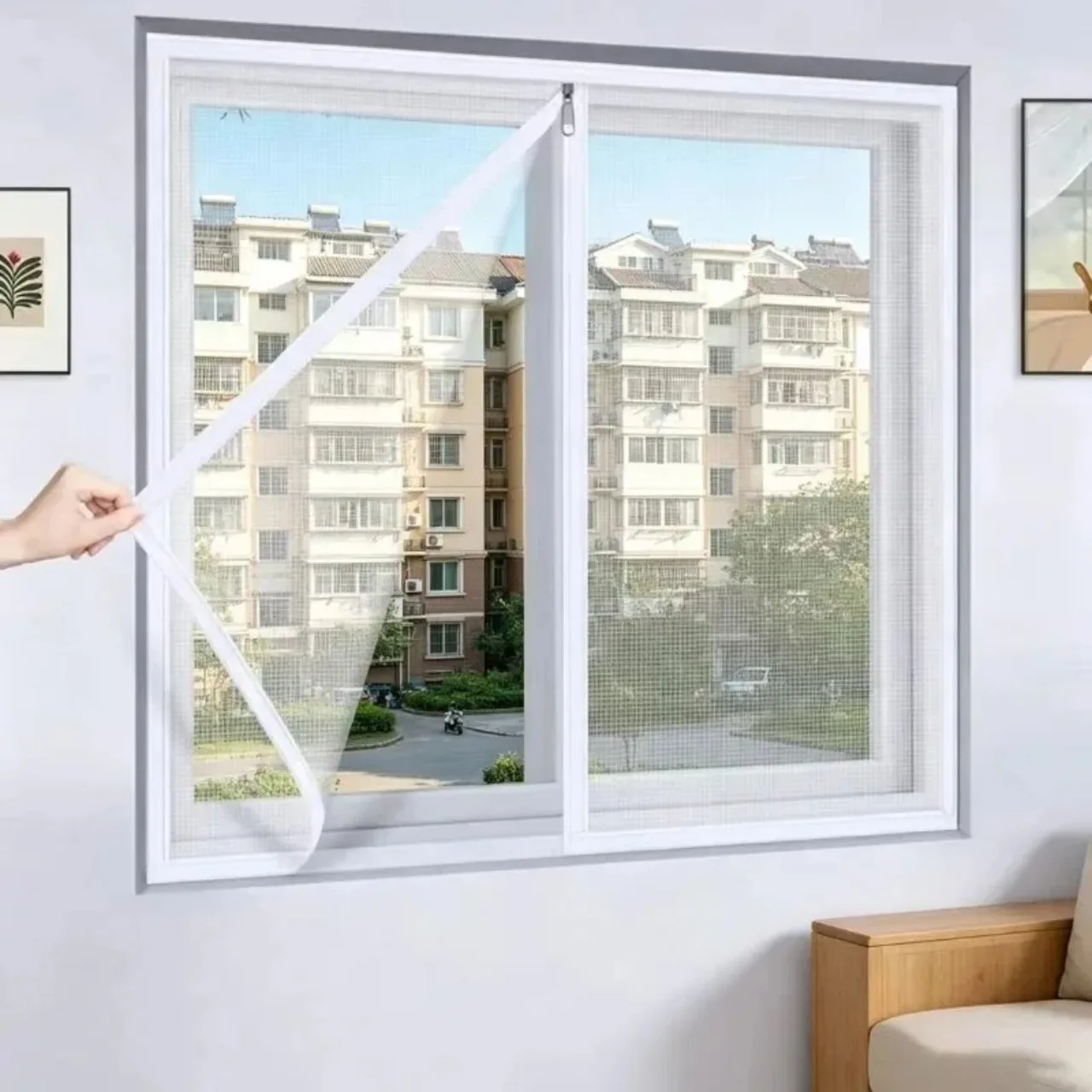Self-Adhesive Zipper Mosquito Window Screen, Anti Fly Insect Bug Net, Easy Install Removable Home Window Protection Mesh