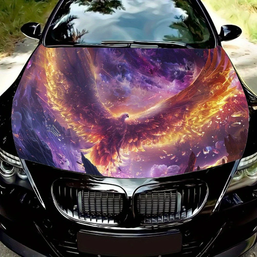 Flying Phoenix Fire Pattern car hood stickers, waterproof self-adhesive, scratch resistant, easy to stick, durable car PVC stick