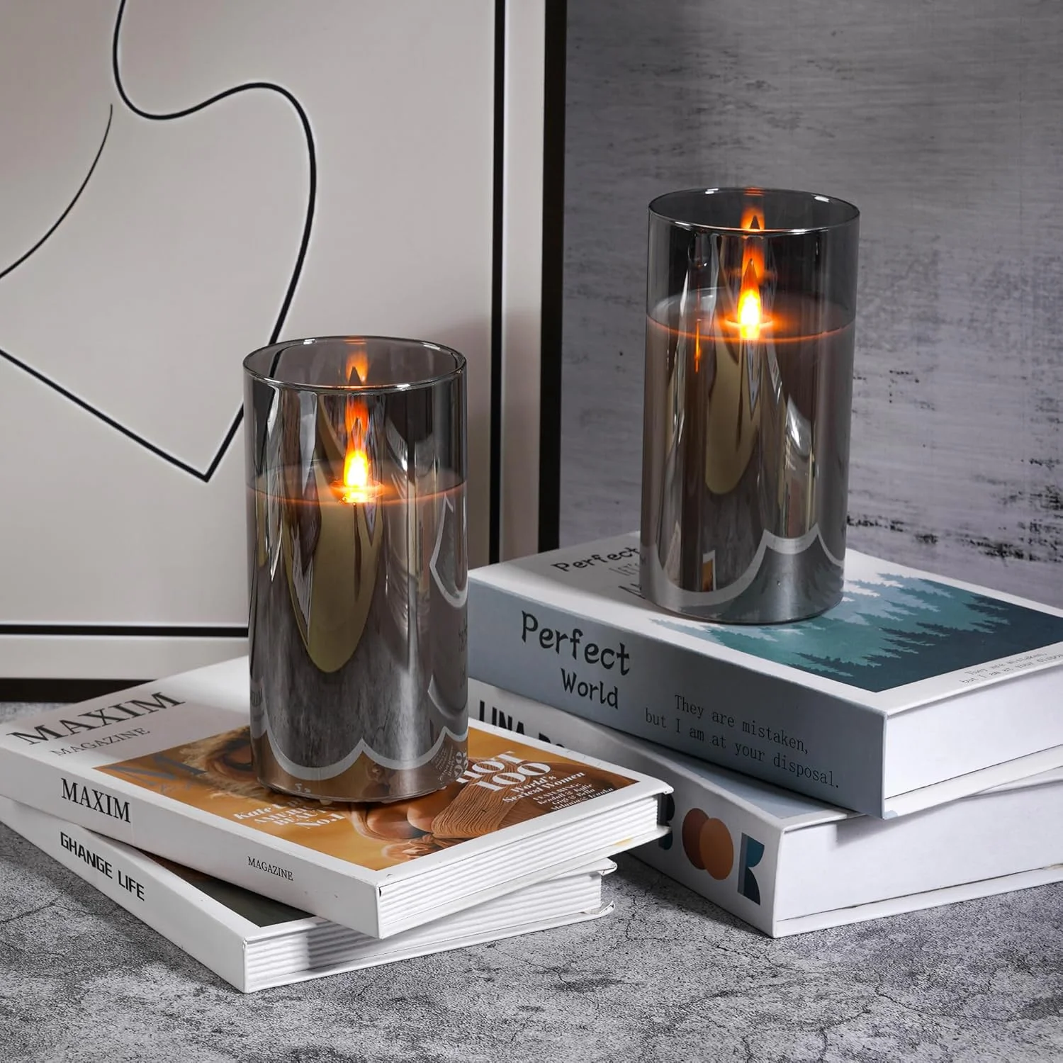 3 Pack Rechargeable Pillar Fake Candles With Remote Warm Light Halloween Christmas Fall Home Decor Gift For Women