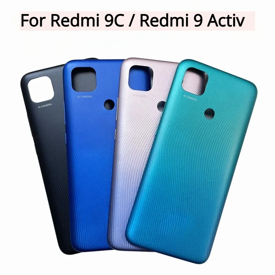 For Xiaomi Redmi 9C / Redmi 9 Activ Battery Back Cover Rear Door Housing Case Panel Volume Button Contacts Replace