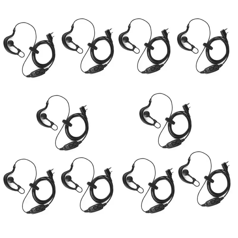 10pcs Baofeng Walkie Talkie EarHook Headset PTT Mic Wired Two Way Ham Radio Earphone Headphone for BF888S UV5R Etc. K-Plug Radio