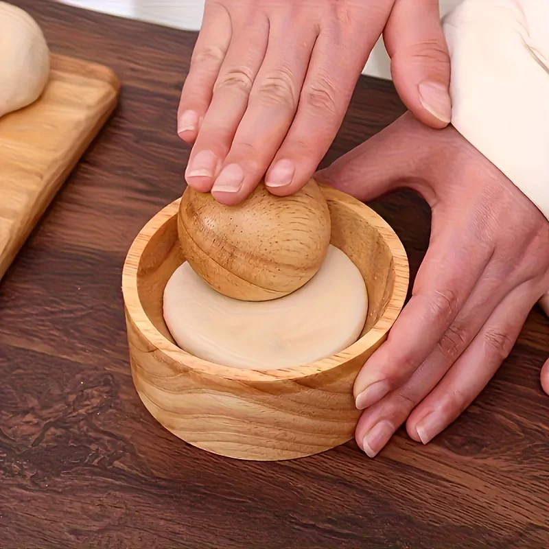 Wooden Dumpling Skin Press Tool Dough Press Mold  Kitchen Wrapper Maker for Dumpling Ravioli Tortilla Dough Cooking Baking Tool