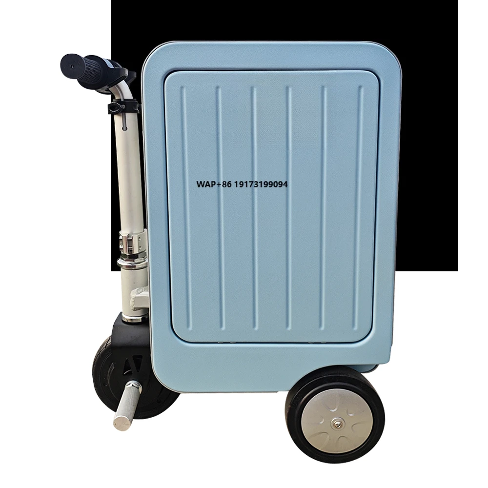 Smart Cycling 20-Inch Blue Trolley Luggage Set USB TYPE-C Charging Port Lightweight Aluminum Carry-On Case Durable Portable