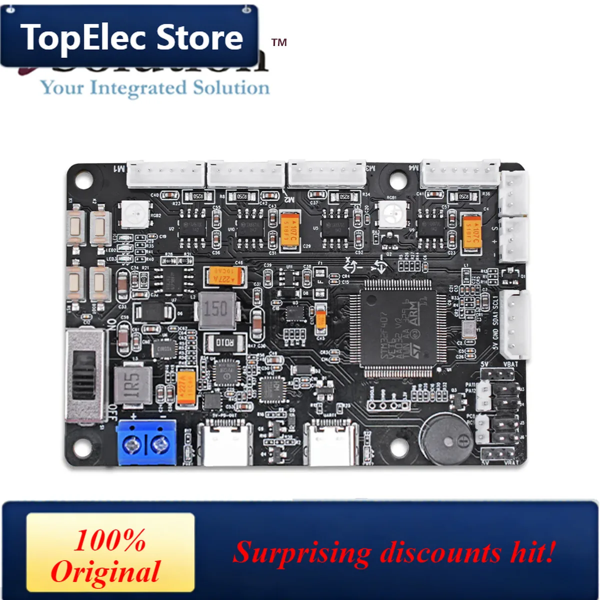 TopElec RRC Lite Controller with Built-in STM32 Chip, Supports Raspberry Pi 5 Power Supply Protocol, Integrated IMU, 4-Channel E