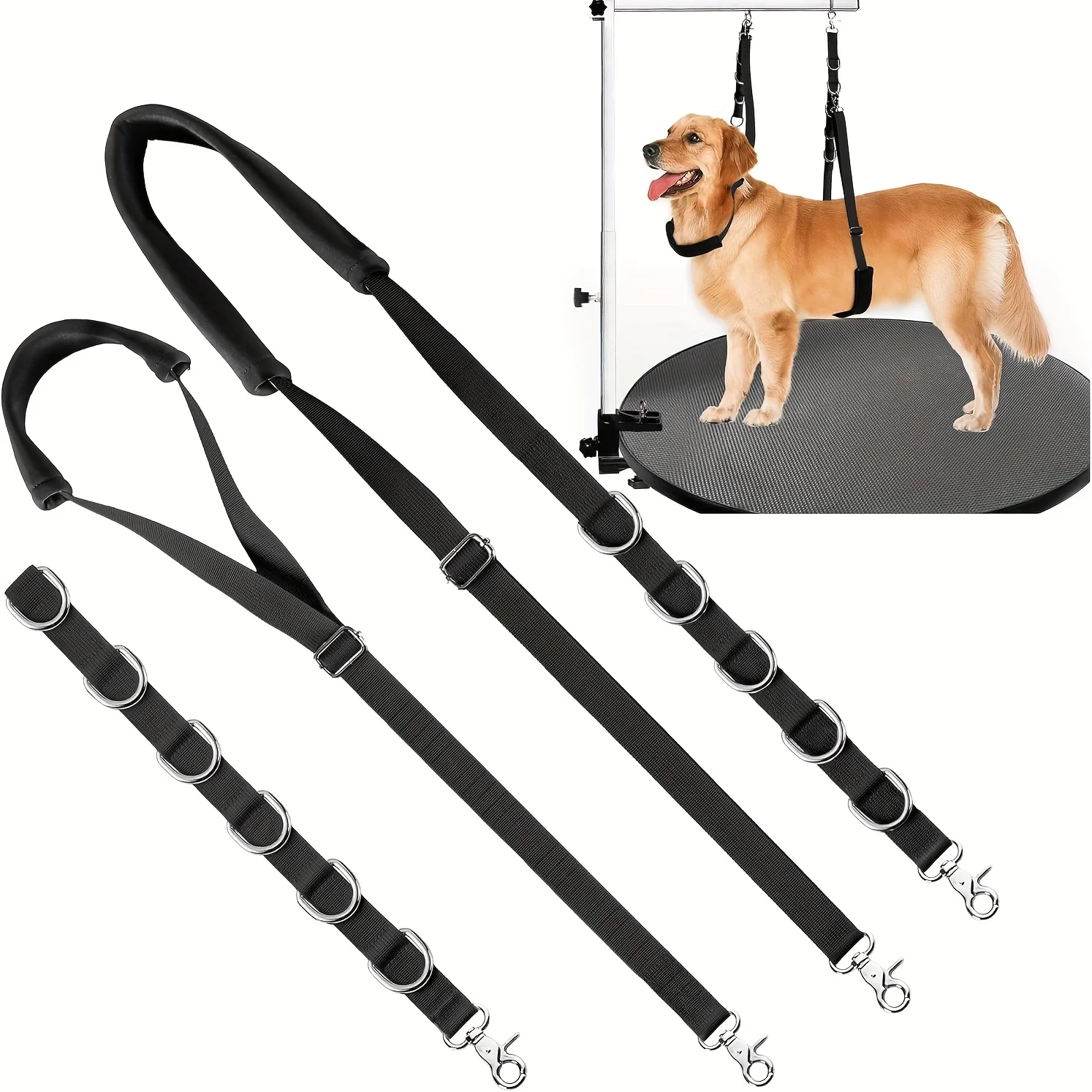 3 in 1 Dog Grooming Belly Strap | Arm Extender with Clamp Extension Loop, Bathing Restraint Leash, Hair Cutting and Washing