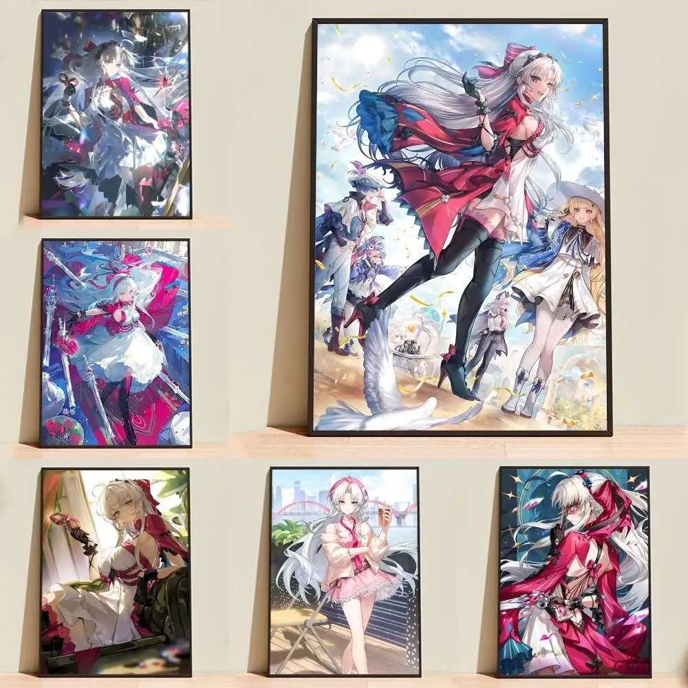 WuWa Game C-Carlotta Mirror Girl Poster Self-adhesive Waterproof Paper Sticker Coffee House Bar Room Wall Decor