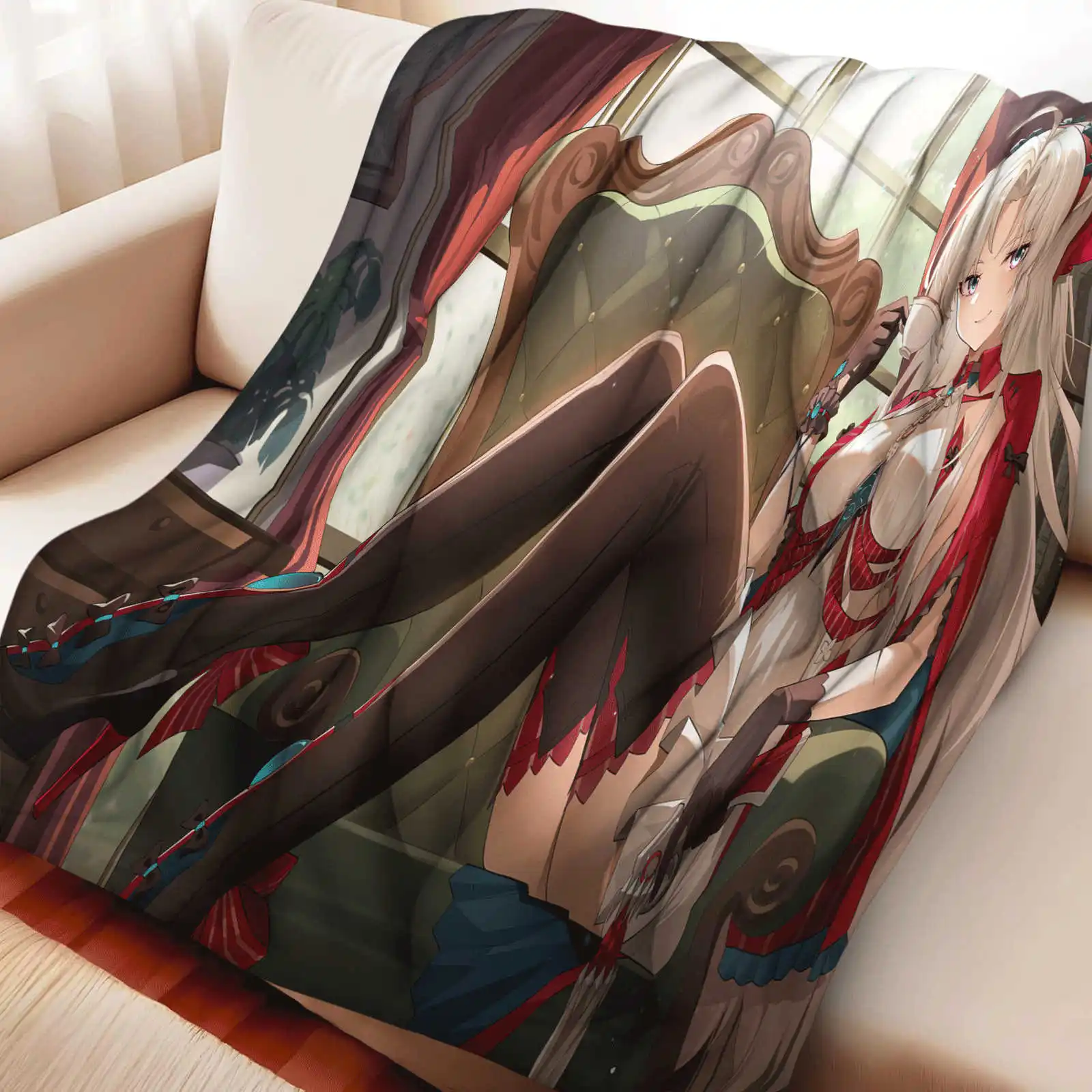 Game Wuthering Waves Carlotta Flannel Throw Blanket AirConditioned Sofa Shawl Soft Cozy Towel for Home Cozy Decor