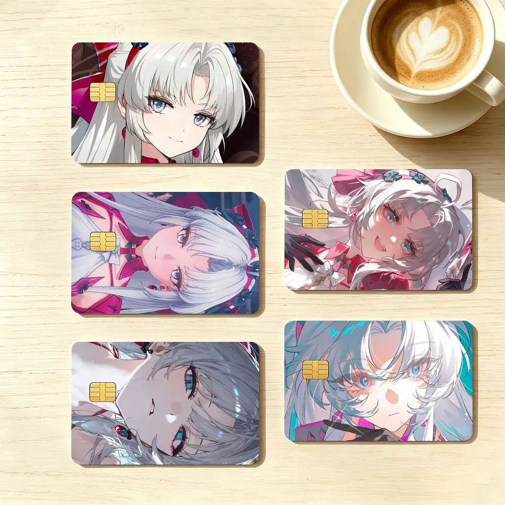W-Wuthering Waves Carlotta  Credit Card HD Stickers Game Card Decal Small Chip Waterproof Sticker Gift