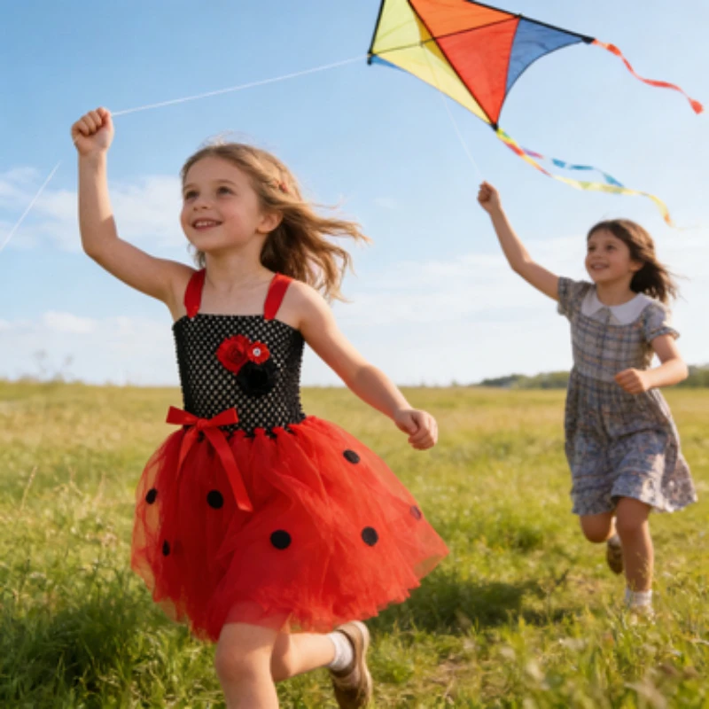 Girls Ladybug Princess Dress, Kids Tulle Tutu Skirt, Halloween Party Clothes,  Party Dress for Girls Stage Performance Wear