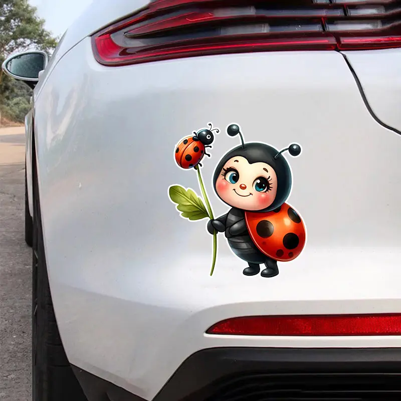 Cute Ladybug Car Sticker Vinyl Decal Waterproof Rear Window Motorcycle Camper Bumper Truck Laptop Decoration TM140