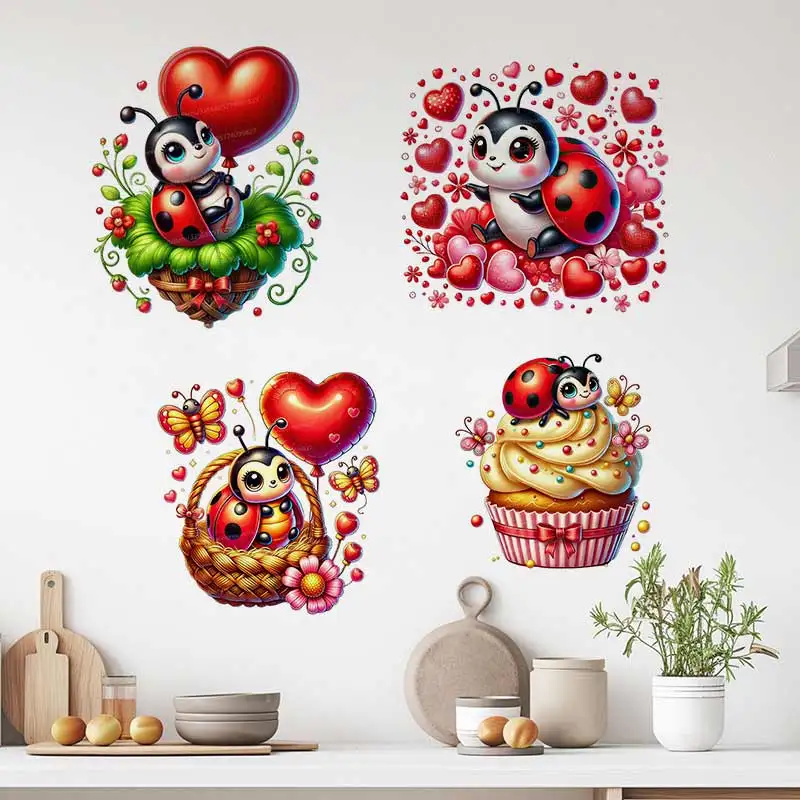 Cute Ladybug Wall Sticker Baby Kids Room Decoration Mural Self-adhesive Bedroom Home Wallpaper Nursery Decor Decals M1555
