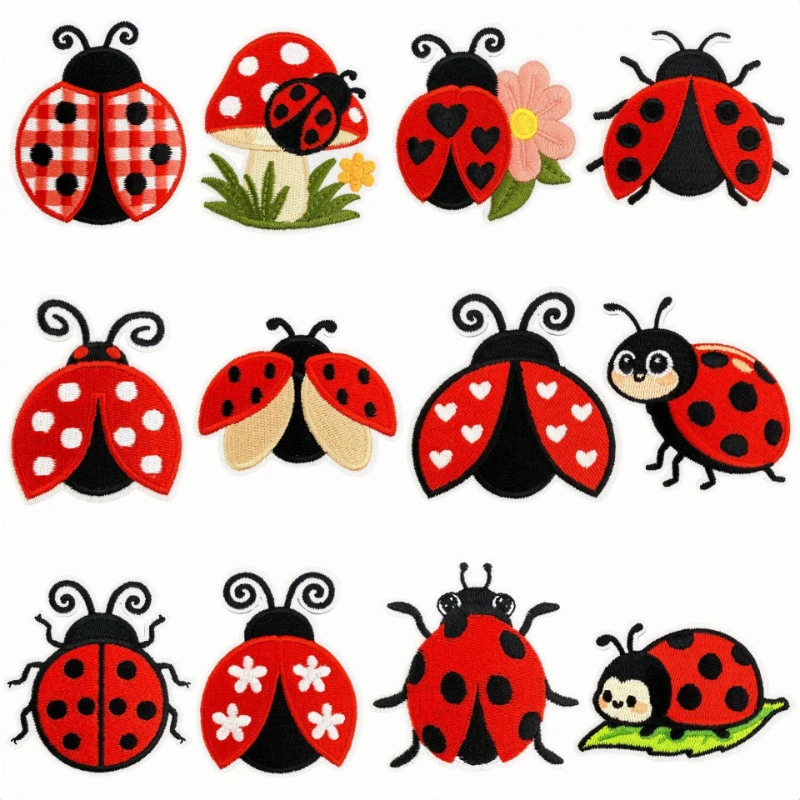 Creative Cute Cartoon Insect Sew Iron-on Embroidery Patch Ladybug Patches Badge Applique DIY Clothing Hat Bags Coats Accessories