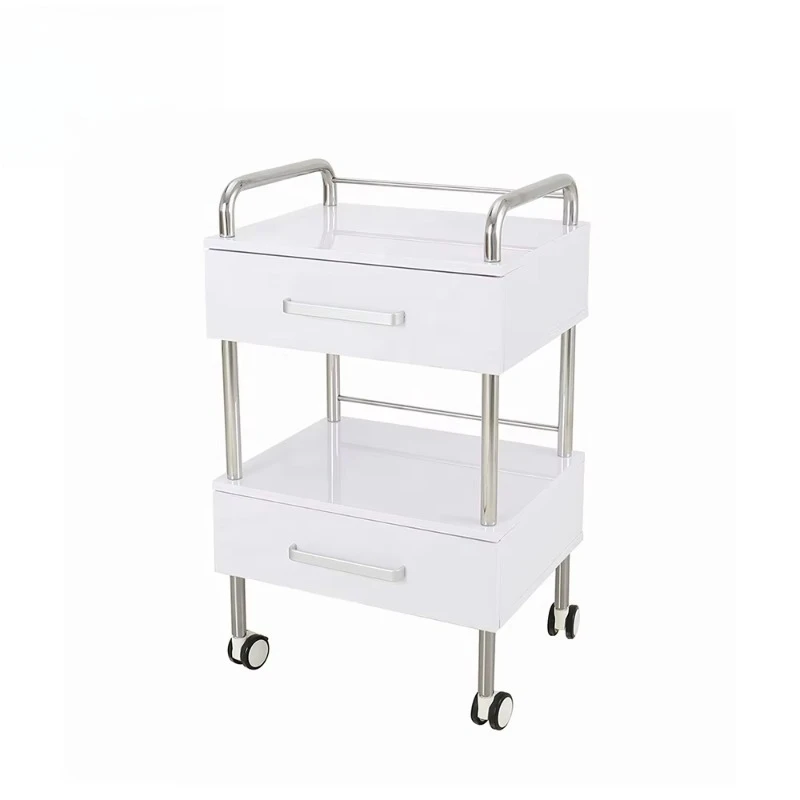 2 Tier Slim Mobile Utility Cart Rolling Trolley Cart , Storage Organizer for Beauty Salon