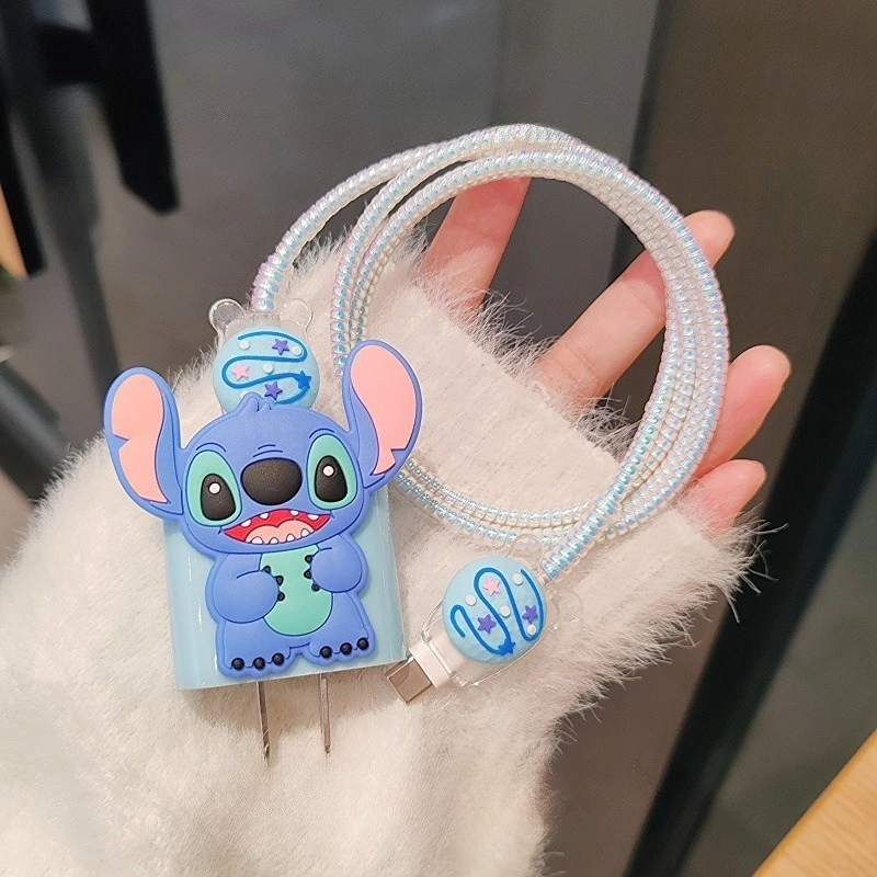 New Cartoon Stitch Charging Cable Protector for iPhone 18w 20w  Fast Charger Earphone Cord Line Protection