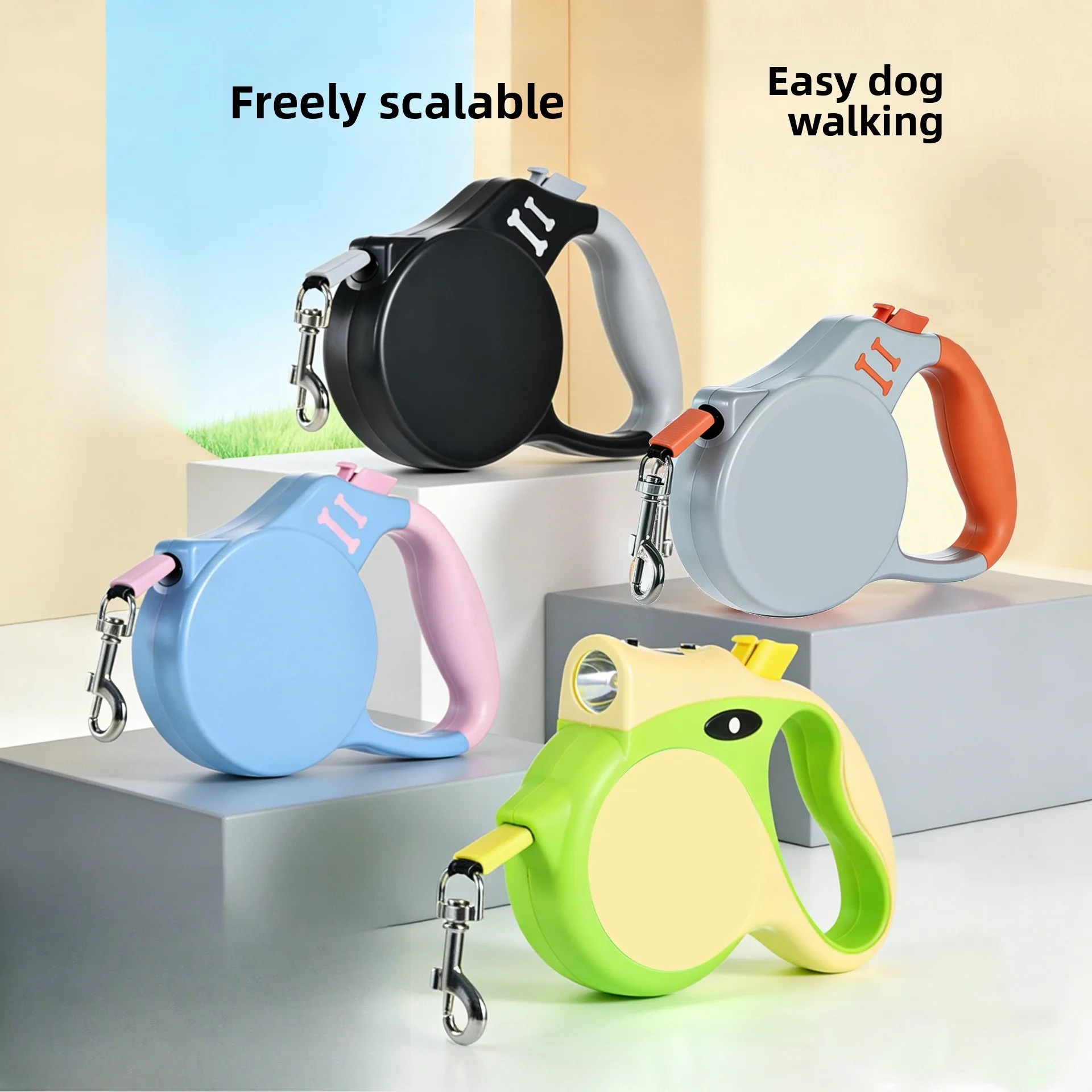 Retractable Dog Leash One Touch Brake Auto Lock Anti Pull for Small Medium Large Dogs Teddy Corgi Walking Leash