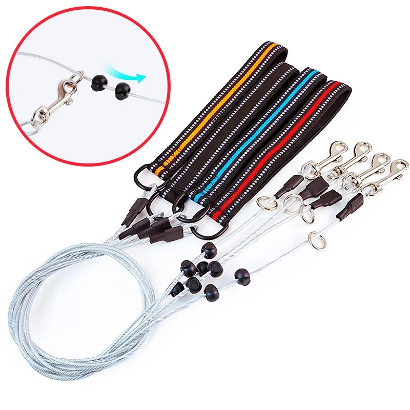 Dog Leash P Chain Dogs Leashes Anti-bite Steel Leash for Dog Walking Reflective P Rope Dogs Leashes Puppy Training Pet Chain