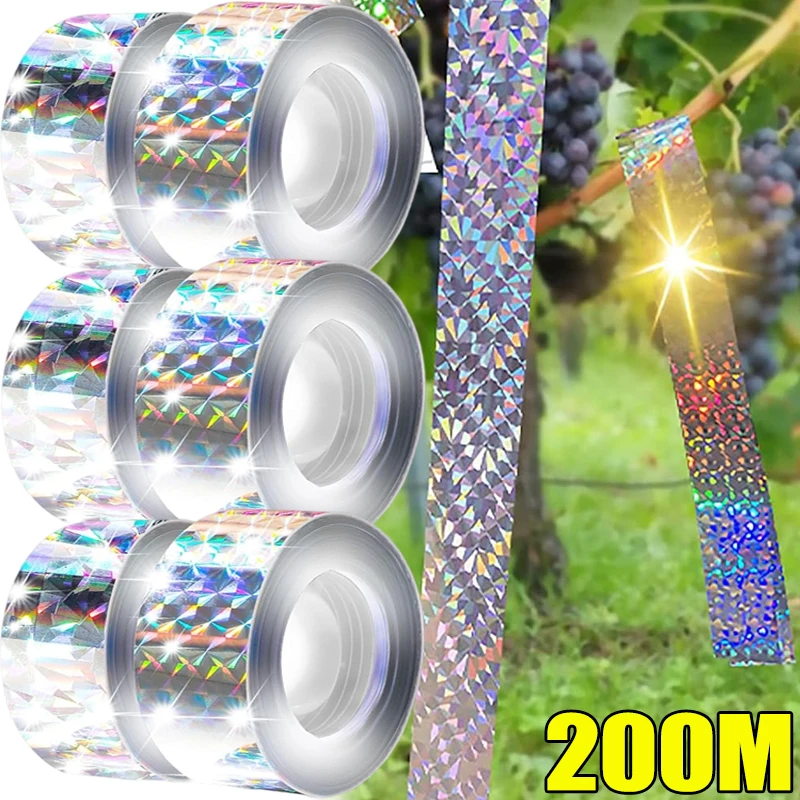 Bird Reflective Tape Repellent Pigeons Away Ribbon Anti Bird Laser Flash Tape Double Sided Garden Orchard Bird-proof Scare Tapes