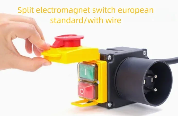 KOA7 Electromagnetic Switch For Wood Splitter 250V‑400V 16A Under‑Voltage Protection Emergency Stop Button EU Socket Pre‑wired