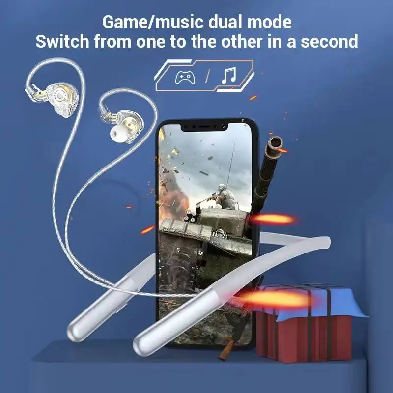 Detachable Neckband Bluetooth Headphones HiFi Sound IPX5 Waterproof Earbuds 35H Battery Game Music Dual Mode Type-C Fast Charge