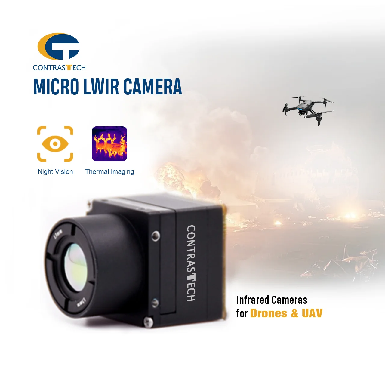 Free SDK Mini Linux Analog 640 X 512 High Quality Aerial Photography Thermal Night Vision Camera 1 Year for Surveys Inspections