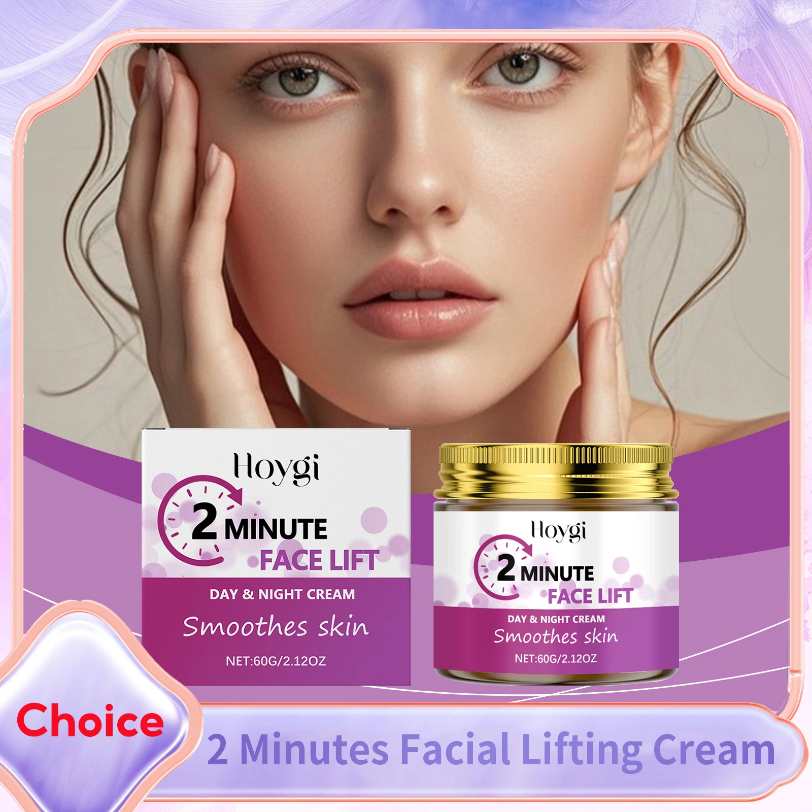Instant Face Lift Cream 2-Minute Tighten Firming Loose Sagging Skin Smooth Wrinkles Hyaluronic Acid Anti-Aging Face Moisturizer