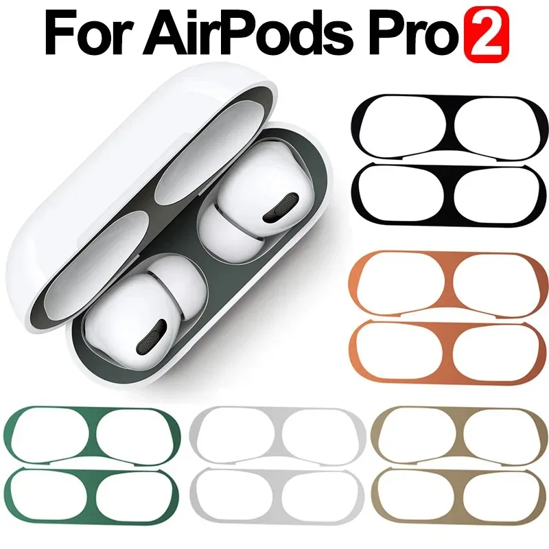 Metal Dust Guard Sticker Case for Apple AirPods Pro 2 Dust Guard Protective Anti-scratch Earbuds Film Headphone Box Accessories
