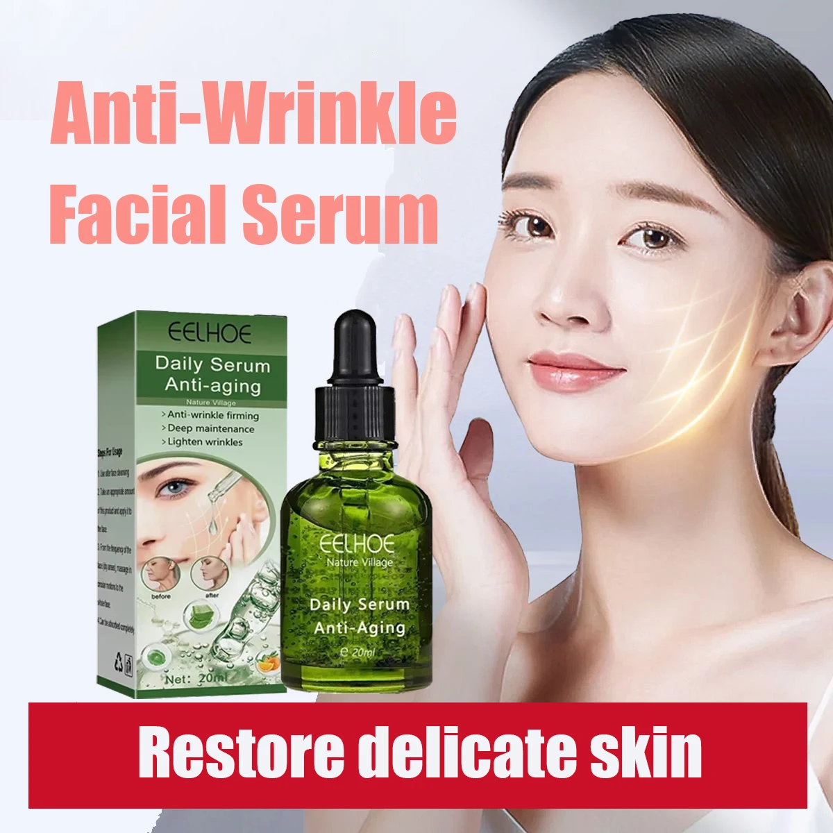 Effective Anti-Wrinkle Facial Serum Anti-Aging Facial Wrinkle Reduction Facial Fine Lines Neck Line Serum