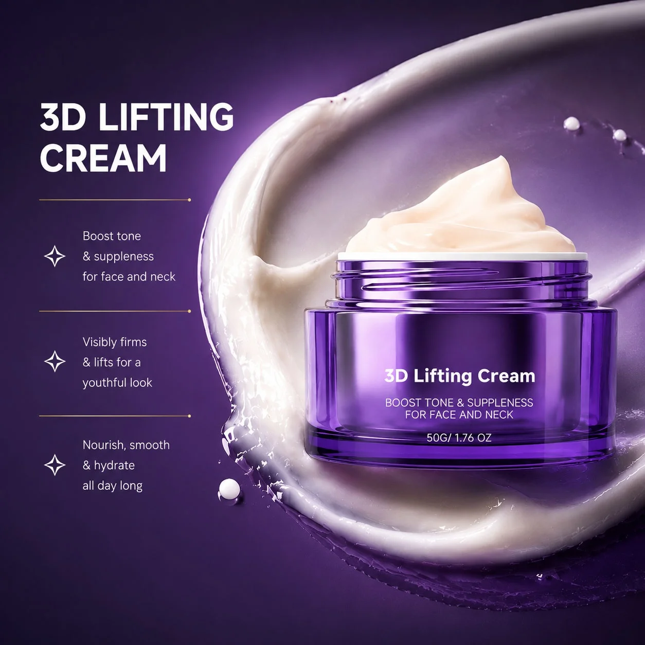 Lifting 3D Night Cream | Korean Probiotic Anti-Aging Moisturizer For Face Neck Reduce Wrinkles Hydrating Daily Facial Care Cream