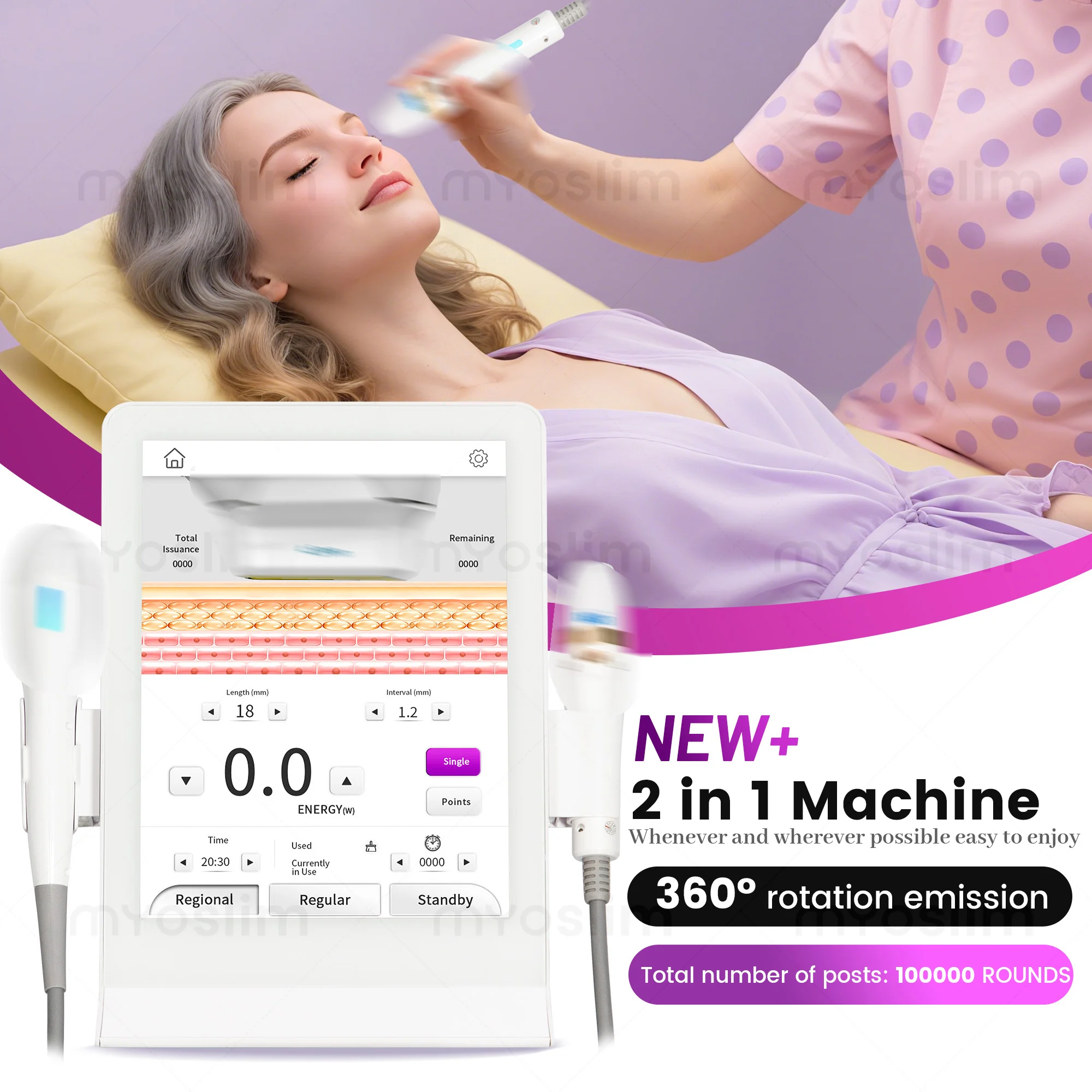 2 in 1 Facial Skin Beauty Machine Anti-Aging Machine Wrinkle Removal Skin Firming Face Neck Lifting Device