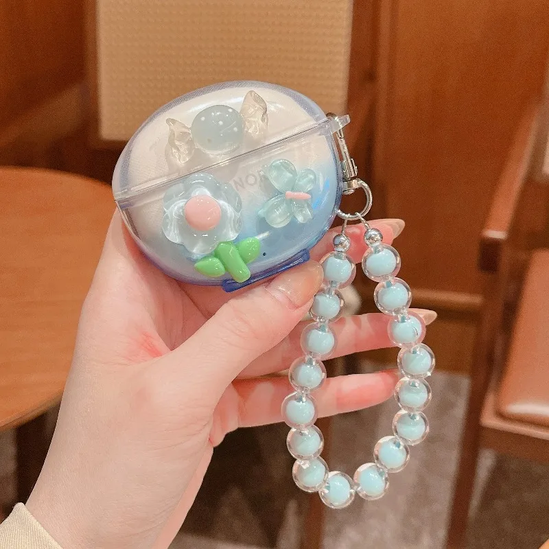 For Honor Earbuds X8 X7 X5 X6 Creative TPU Soft DIY Flowers Hearts Wireless Bluetooth Headphone Case Protective Cover Pendant