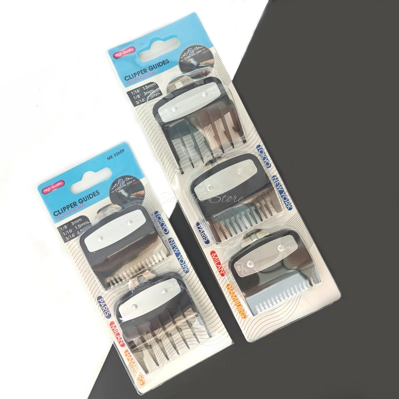 1/2/3/4pcs Black Limit Comb Set Hair Clipper Guards Guide Combs Trimmer Styling Tools Attachment Compatible 1.5mm 3mm 4.5mm 6mm