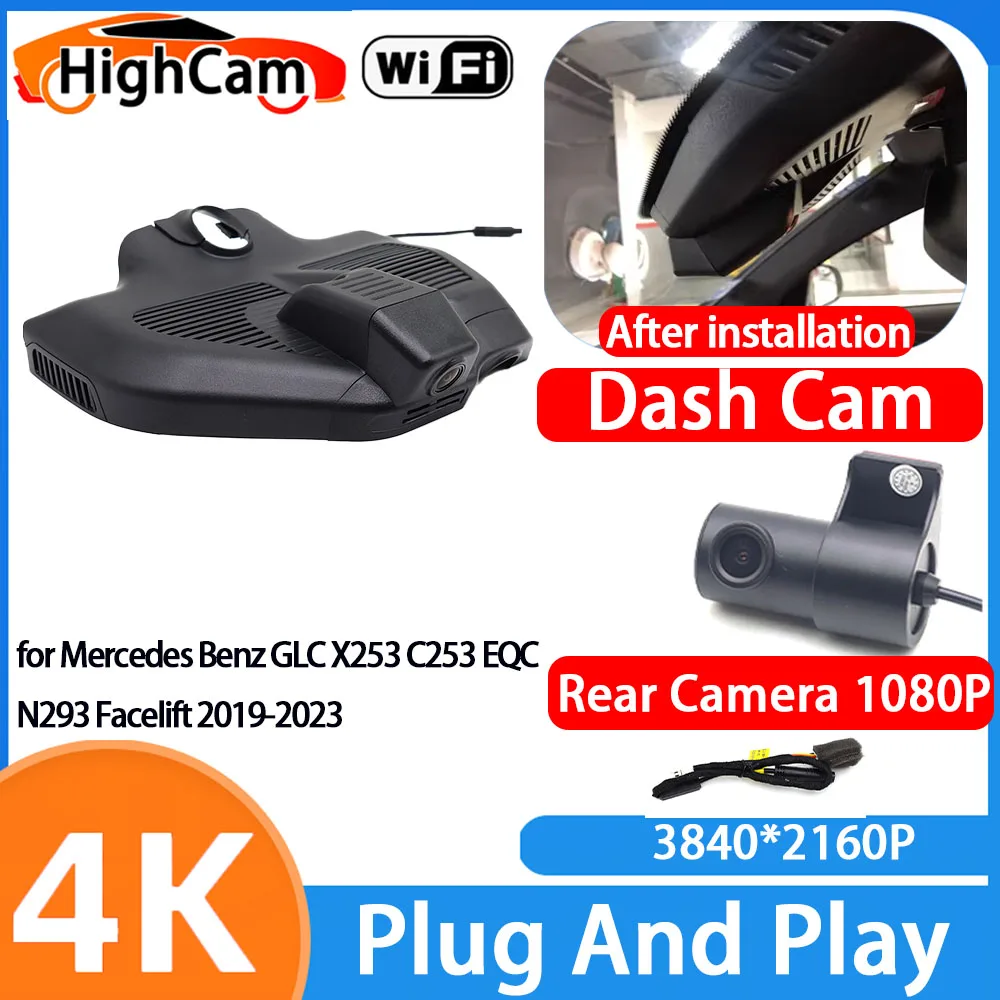 HighCam for Mercedes Benz GLC X253 C253 EQC N293 Facelift 2019-2023 4K Wifi Car DVR Video Recorder Dash Cam Front Rear Camera